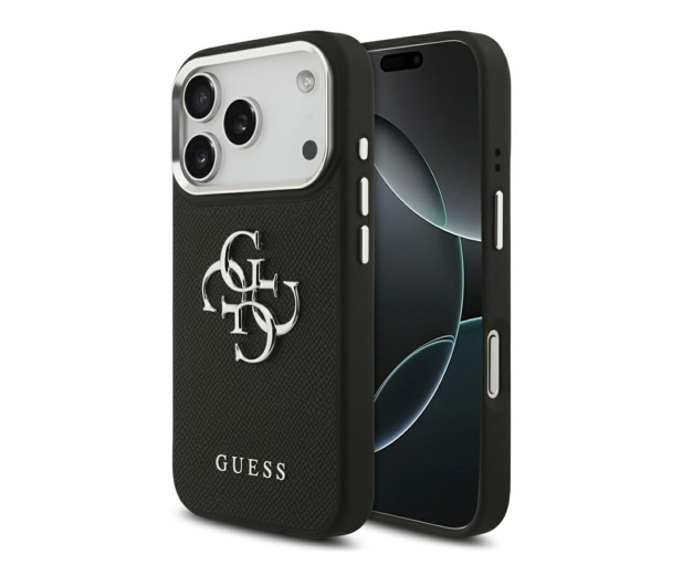 Guess Grained Big 4G & Classic Logo do iPhone 17 Pro czarny - 1365539 - zdjęcie